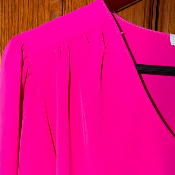 Carmen Marc Valvo V-neck Puff Ruffled Balloon Sleeve Blouse Peasant Lightweight - Picture 3 of 7